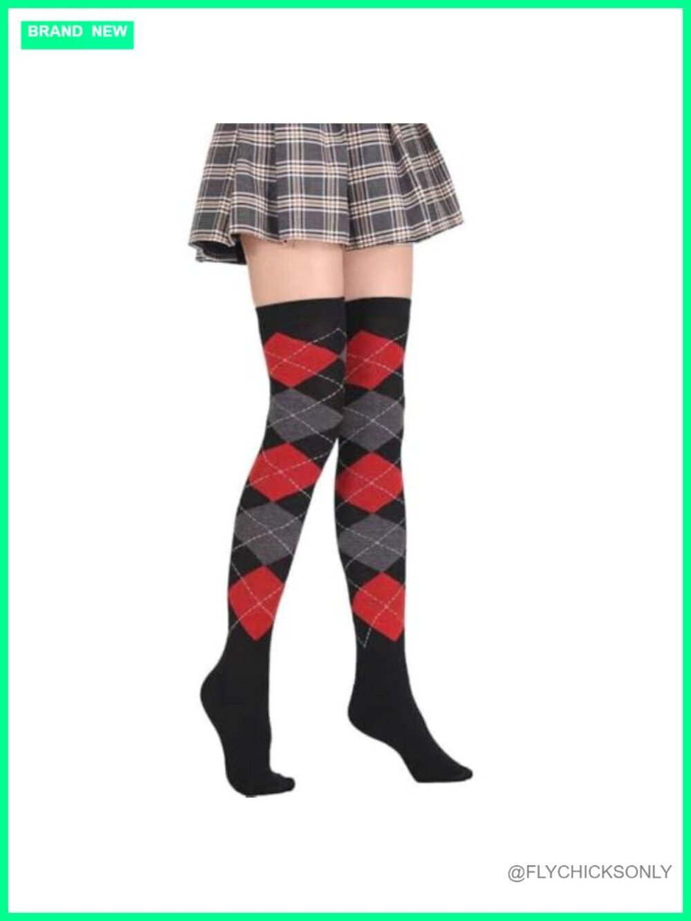 Cotton Thigh High Socks Over the Knee Novelty Argyle Leg Warmers for Women